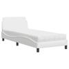 VidaXL Bed with Mattress White 90x200 Cm Faux Leather, Bedroom Furniture, Single Bed, Curved Bed Frame, Slatted Base, 3208338