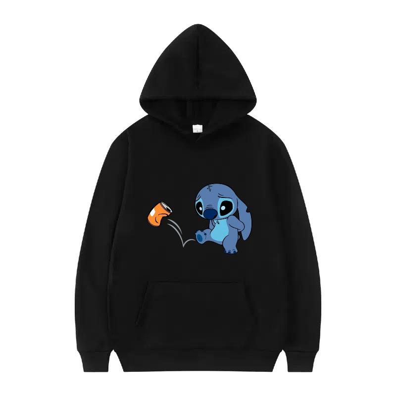 Disney Stitch Pattern Women Hoodies Fashion Sporty Y2k Loose Grey Tops Clothing Pullovers Ladies Cheap Hoodies Sweatshirts