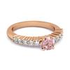 Rosa Zirkonia Runder Solitär Damen Ehering - 925 Sterlingsilber Roségold Vermeil