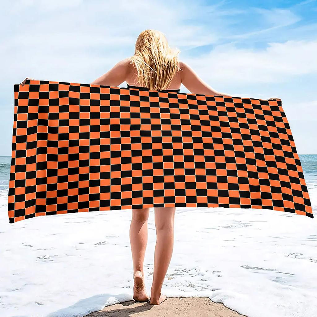 Checkerboard Print Beach Towel - Soft Absorbent Towel for Modern Style, Unique Design for Everyday Use and Comfort
