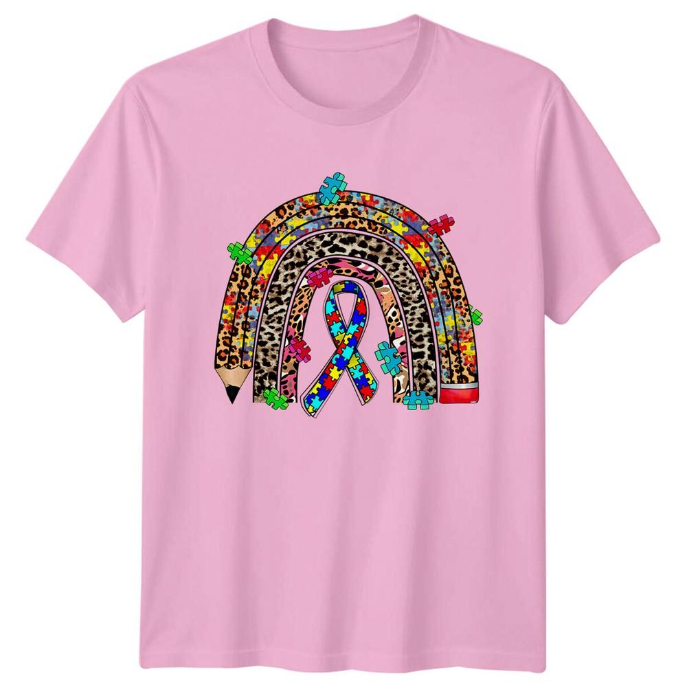Autism Awareness Rainbow Pencil TShirt Puzzle Ribbon Tee