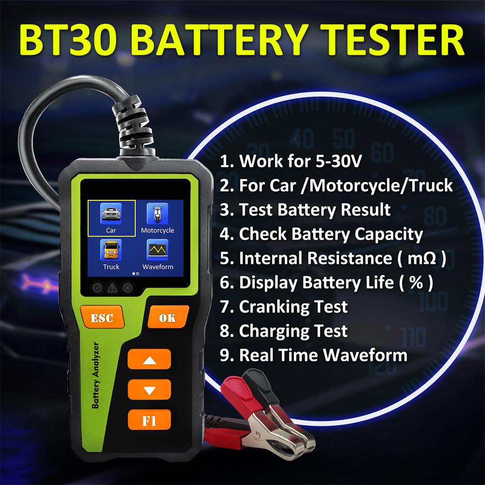 BT30 Car Battery Analyser In-vehicle Diagnostic Tool Battery Safety Analyser