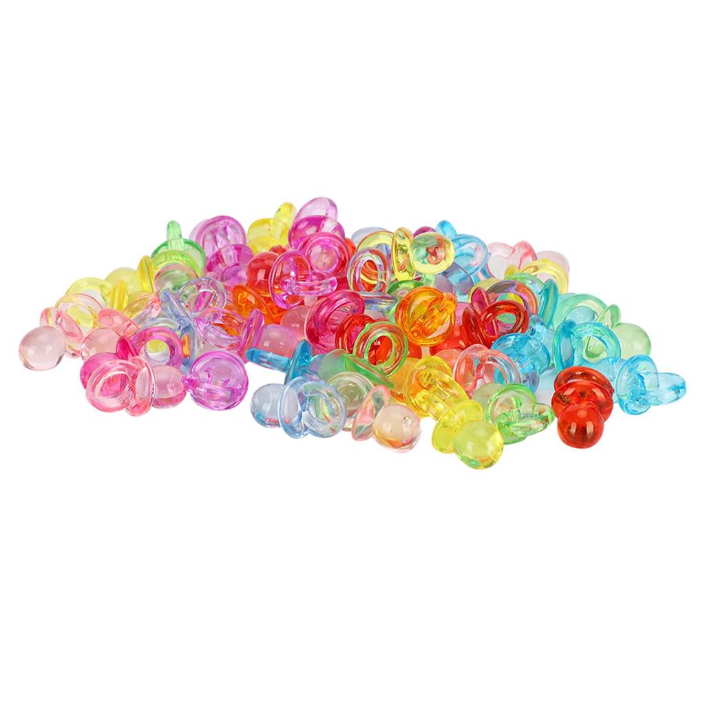 100Pcs Acrylic Pacifier Birthday Party Decoration Baby Baptism Soothing Mini Color Toys