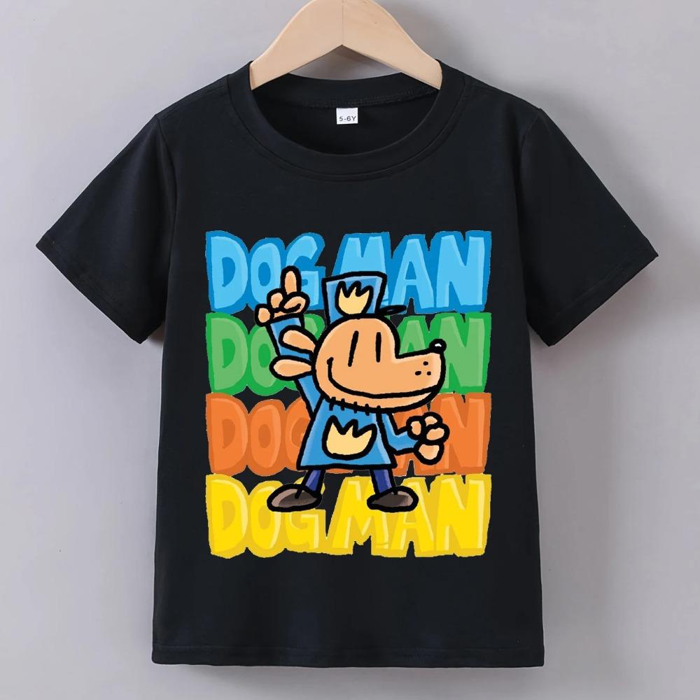 Dog Man Anime T-Shirt für Kinder Jungen Cartoon Sommer Kurzarm T-Shirt Dogman Oberteile Y2k Kleinkind Mädchen T-Shirts Camiseta Kinderkleidung
