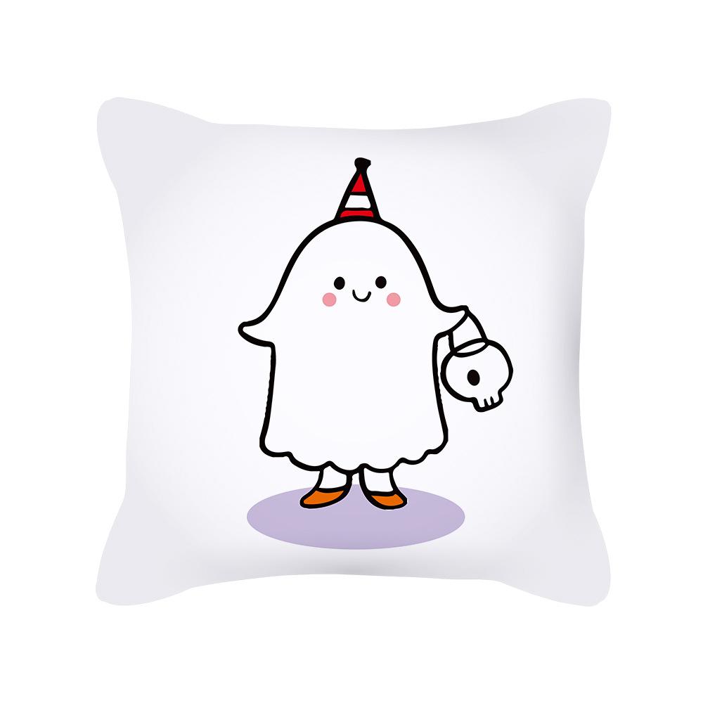 

New Peach Skin Halloween Pillow Cover Pumpkin Ghost Print Cushion Home Cushion 45 * 45cm