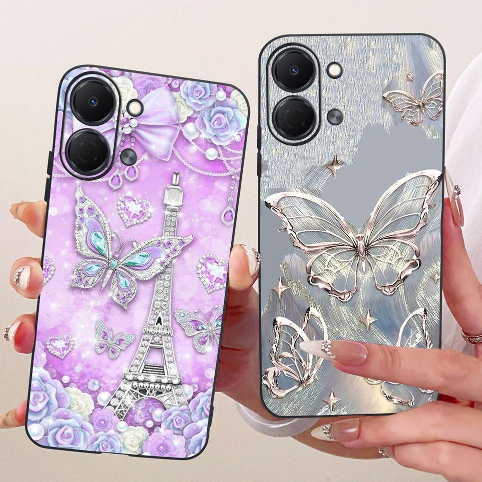 Flower Butterfly Luxury Girly Fashion Casing For Tecno Spark GO 3 GO3 KN3 Phone Case Soft Slim Matte Silicone TPU Back Cover