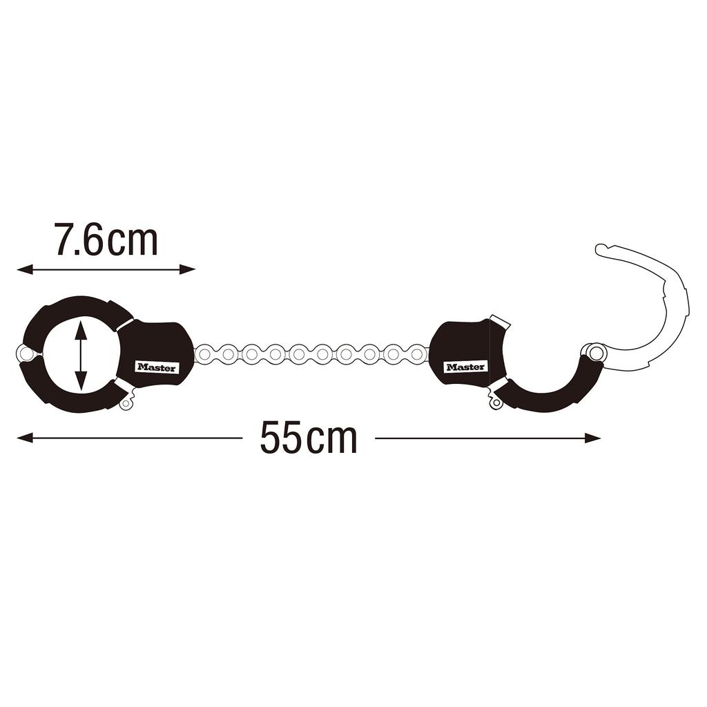 Master Lock Chain Lock for and Scooters 76mm Inner 55cm Cuff Lock Bicycles, Bikes, - Key-operated, Handcuff-style, Compact, Diameter, Length,