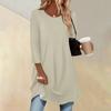 Women's Fashion Casual Three-quarter Sleeve Long Solid Color Round Neck Top
