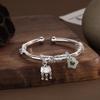 Prosperous Flowers Ping An Lock Women's Open Bracelet - Versatile, Elegant, New Chinese Style, Luxurious Design