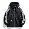 L-9XL Sportswear Men's Casual Outdoor Jacket Men's Loose Plus Three Bar Hooded Jacket