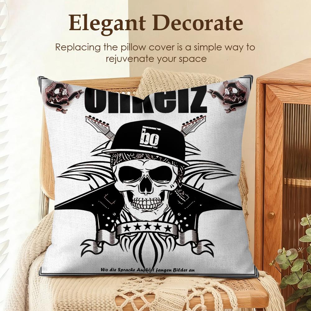Band B-Bohse Onkelz Cushion Cover Natural Linen Organic Fabric Double-Sided Printing Sofa Home Decor Gift Pillow Case