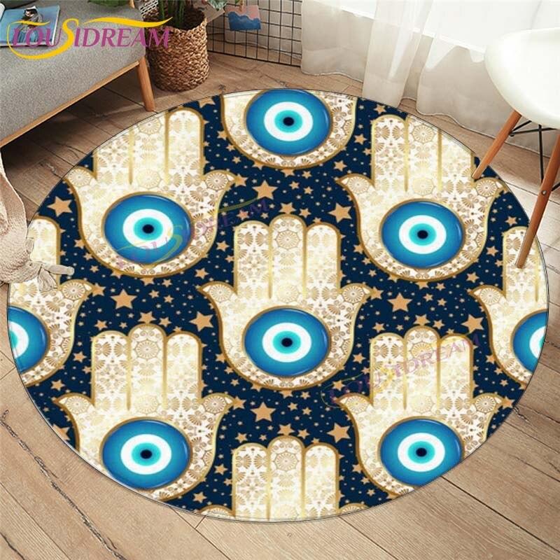 Evil Eye Covor Covor Decoratiuni Interioare Hamsa Palm Mandala Covor Covor Sufragerie Covor Boho Chic Rotund Scaun Covor Rotund