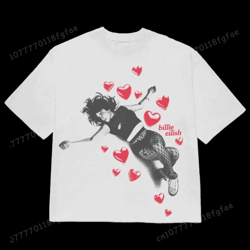

2026 Tour Concert BBillie Eilish Tshirt Hip Hop Casual Tshirt ONeck Short Sleeves Fashion Unisex Women Oversized T Shirt S