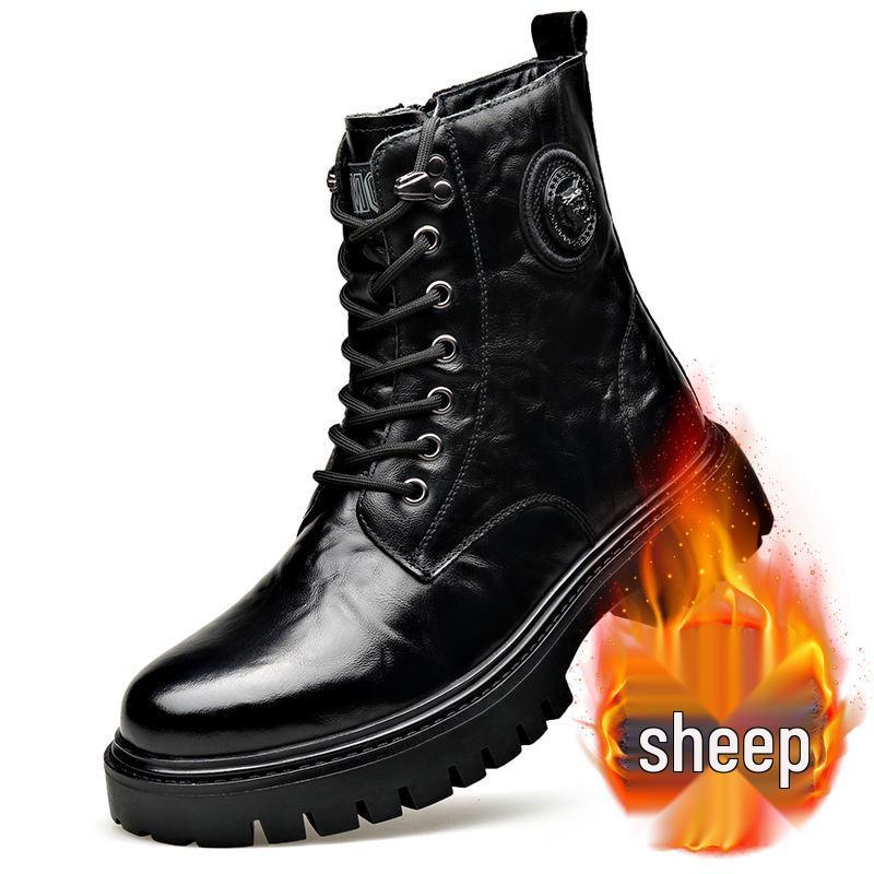 Herren Echtleder Martin Stiefel - Herbst/Winter 2025, Britischer Stil, Wollfutter, Einteiliges Rindsleder