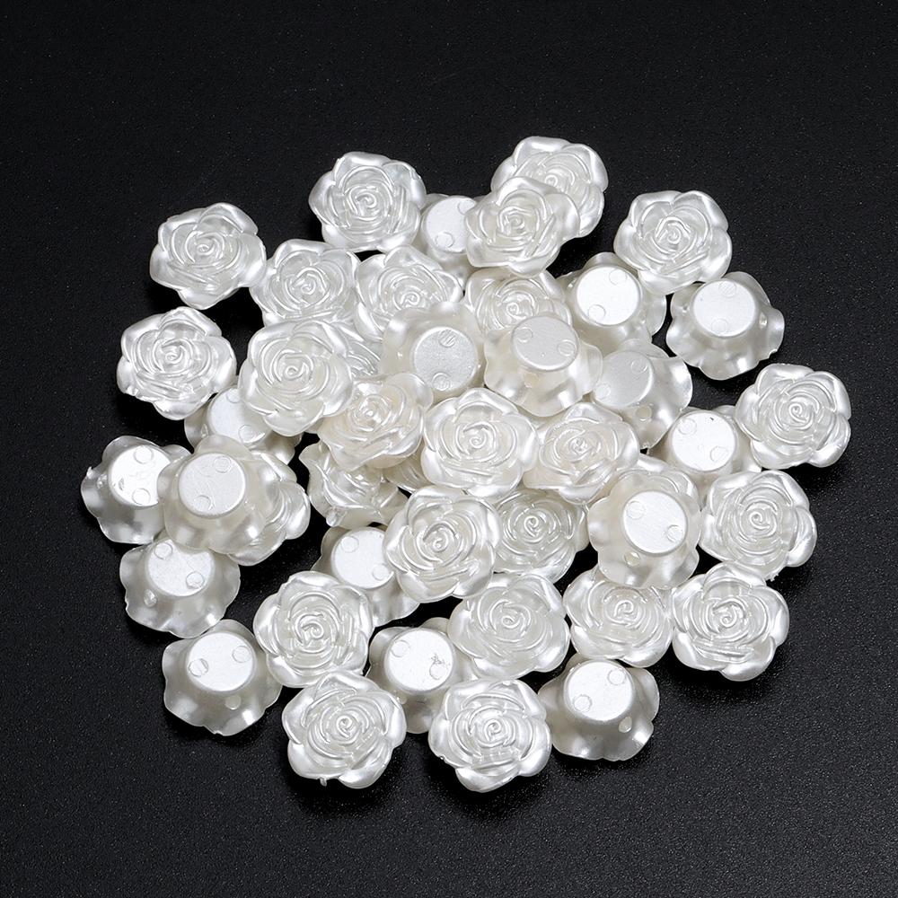 12 14 15 18mm ABS Imitation Pearl Rose Beads For DIY Charm Handmade Earrings Bracelets Jewelry Making Single Hole Spacer Beads