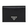 Emaille Metall Dreieck Logo Druckknopfverschluss Saffiano Leder Geldbörse Kleine Damen Geldbörse Schwarz 1MV021_QHH_F0632