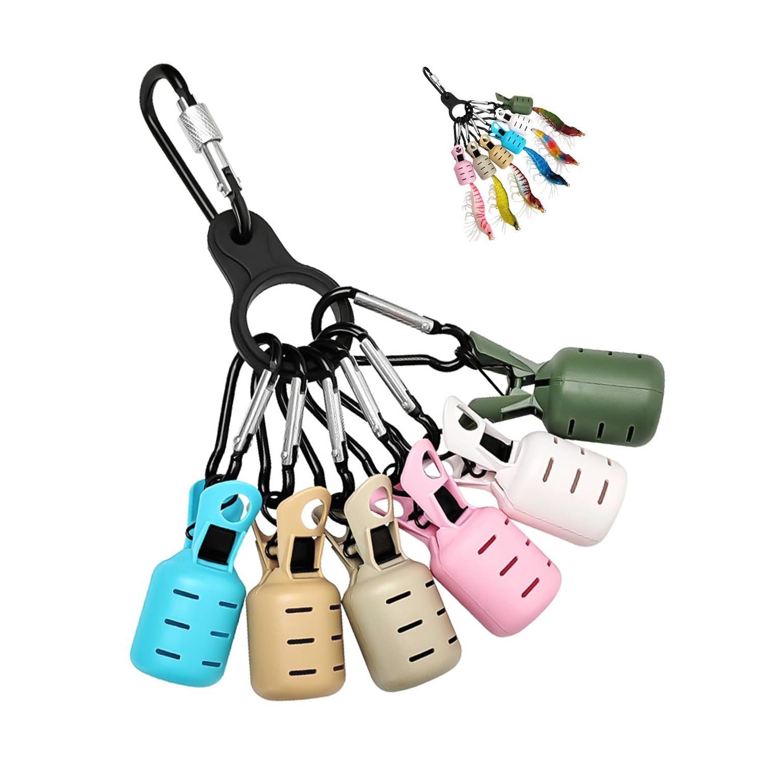 Used Egi Holder Set of 6 Compatible with Egi No. 2.5/3.0/3.5/4.0 Egi Safety Cover Egi Jig Case with Carabiner Squid Fishing Hook Cover Lure Egi King