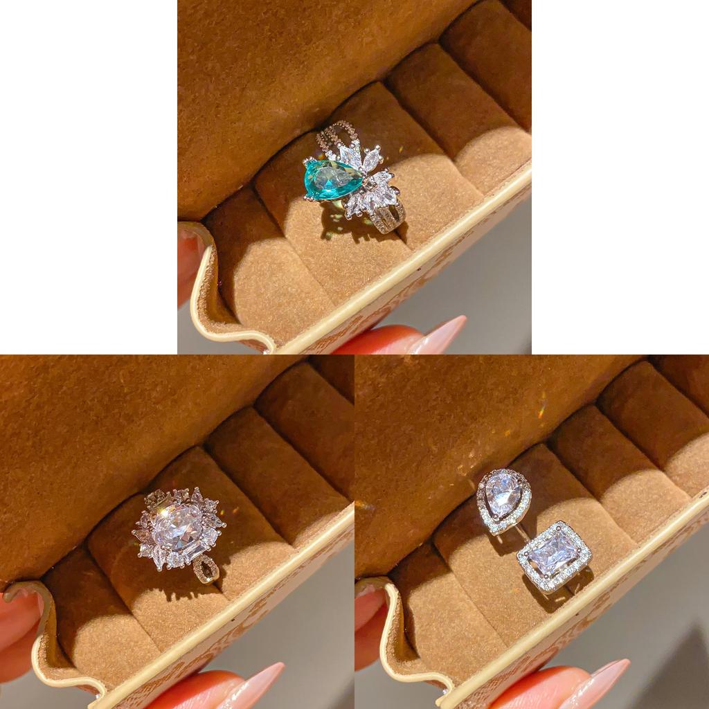 Geometric Zircon Oval Ring For Women Elegant Fashion Jewelry Gift
