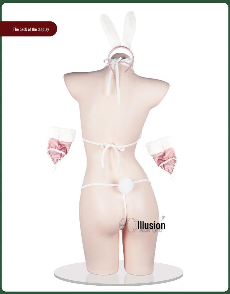 Fantasy Bunny Girl Cosplay Fluffy Bikini Pajama Set for Women