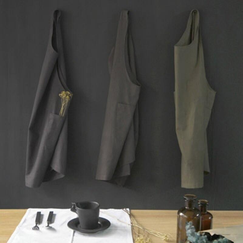Natural Linen Apron Charcoal gray