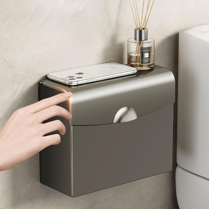 Gun Ash Toilet Tissue Box Shelf Toilet Waterproof Non-punching Toilet Paper Pumping Box Wall-mounted Toilet Carton