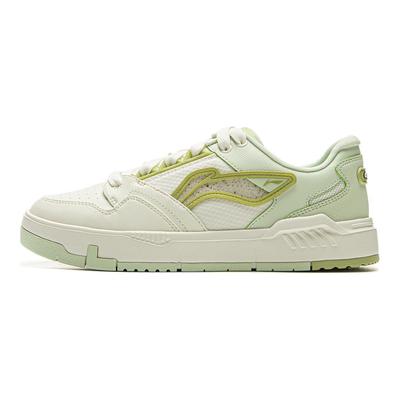Li Ning Common 80s Comfortable Fashion Versatile Classic Durable Non-Slip Breathable Low-Top Skate Shoes Women Sneaker Off-White Green AGCV052-5