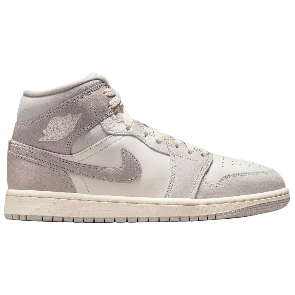 Jordan Air Jordan 1 Mid Top Vintage Basketball Shoes Women's Light Gray White IB7010-001