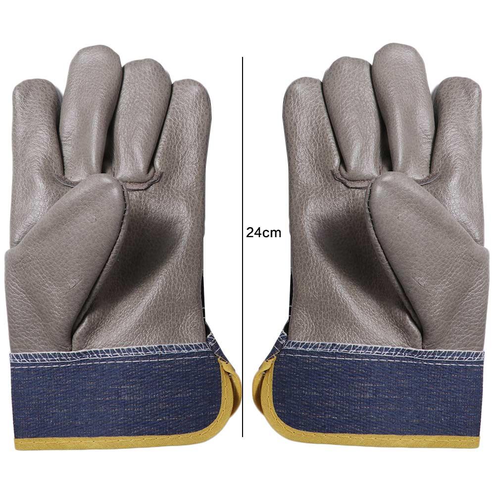 1 Pair Thickened Leather Work Gloves Abrasion Resistant Welder Gloves Metalworking Gardening