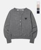 CHICKS Mvk Heart Stitch Mini V-Neck Knit Gray