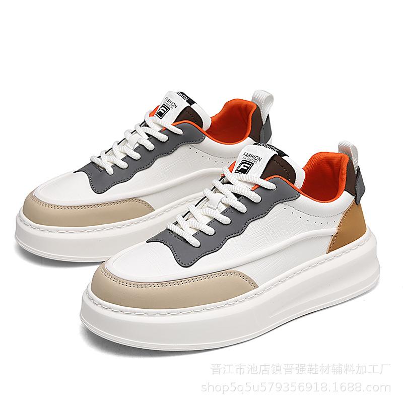 

High-quality autumn new trendy brand platform sports board shoes men s lightweight soft-soled color matching white shoes casual trendy shoes 44 бежевый
