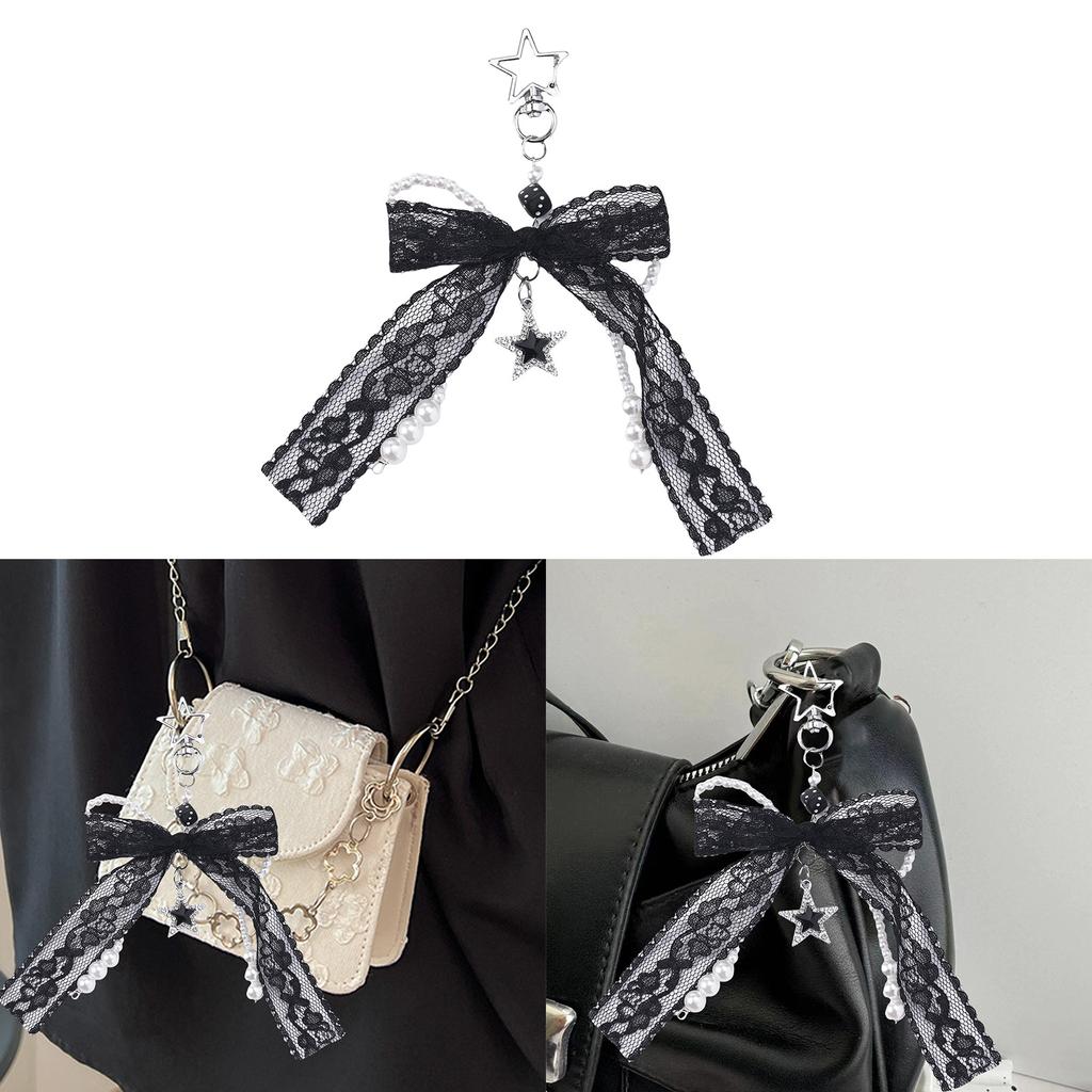 Pearl Bows Bag Charm Pendant Aesthetic Purse Charms Aesthetic keychains Keyring for Women Backpack Purse Handbag Decors