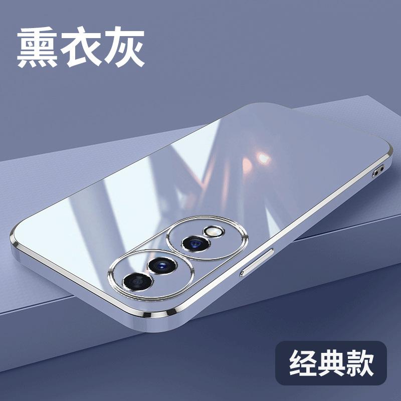 Applicable to Honor 70 mobile phone case solid color straight edge electroplating Honor 10 youth solid color soft case protective case anti-drop