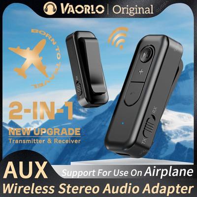 Trasmettitore Ricevitore Audio 2-In-1 Bluetooth 5.3 3.5MM AUX Clip da Colletto Con MIC Adattatore Wireless Per Auto Aereo TV PC Auto