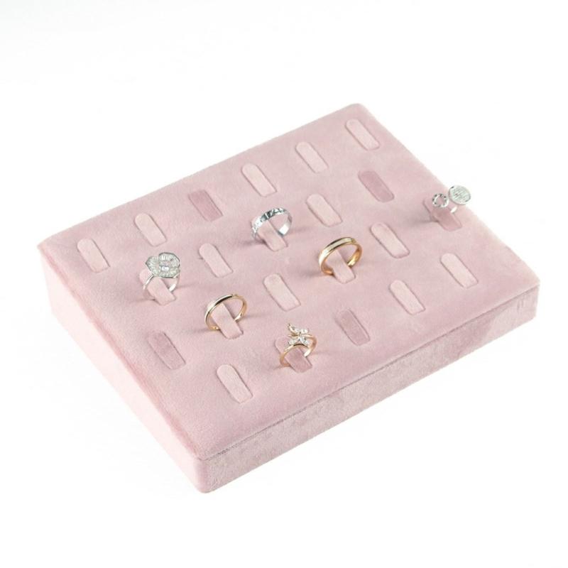 Pink Jewelry Display Props Elegant Jewelry Stand Velvets Fabric Material Jewelry Display Tray for Rings Earring Necklace