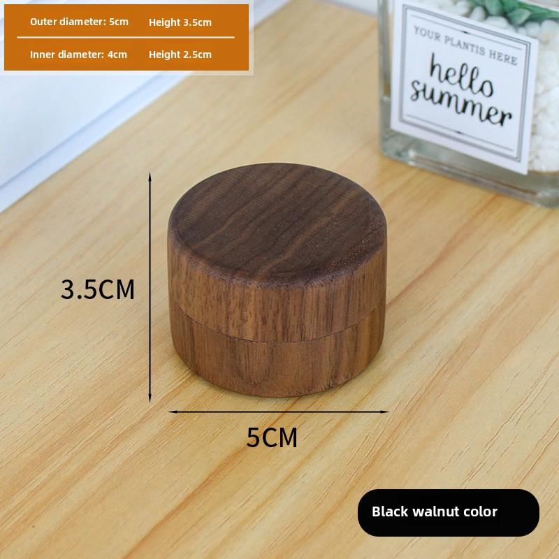 Round wooden box beech round ring box solid wood gift storage box earrings necklace