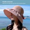 Women's Big Brim Sunscreen Breathable Sun Visor Bucket Hat with Sweet Bowknot