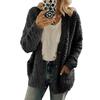 Women Sweater Coat Long Sleeve Collarless Knitting Jacket with Pockets Loose Fit Solid Color Tops Coat Autumn Winter Wear