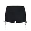 Women's Solid Color Bottom Up Light Proof  Motion Yoga Drawstring Swimming Trunk