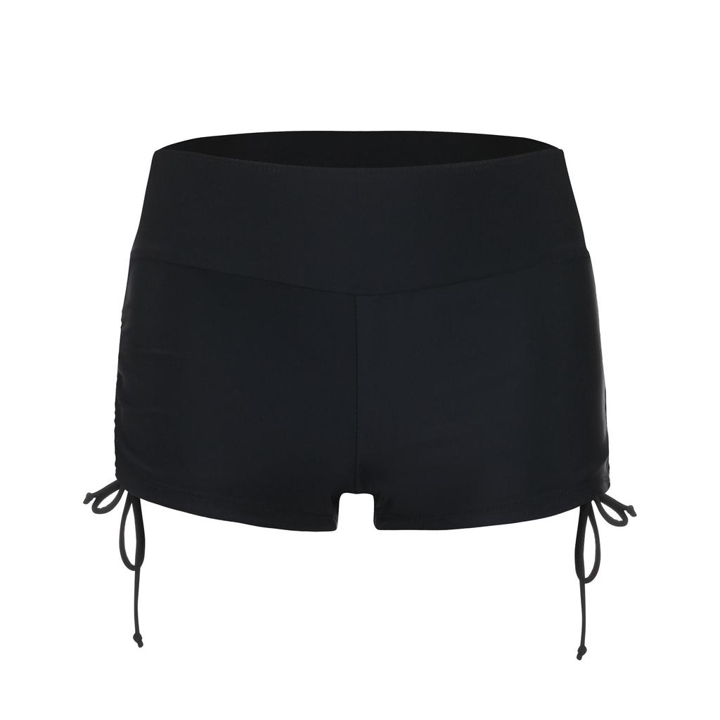 Women's Solid Color Bottom Up Light Proof  Motion Yoga Drawstring Swimming Trunk