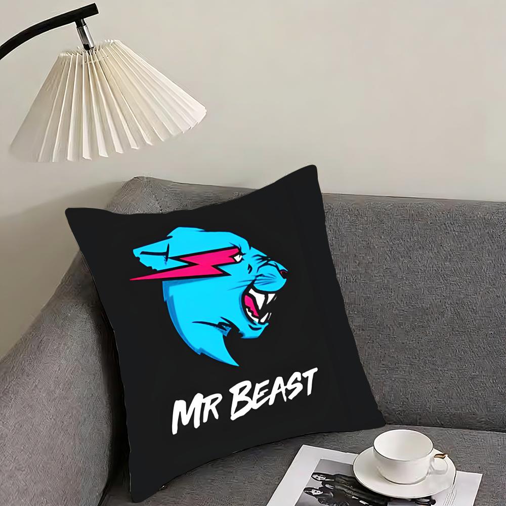 Mr Cute BBeasts Logo Cushion Cover Pillowcase Ultra Soft Skin Friendly Fabric Cloud Like Comfort Concealed Zipper