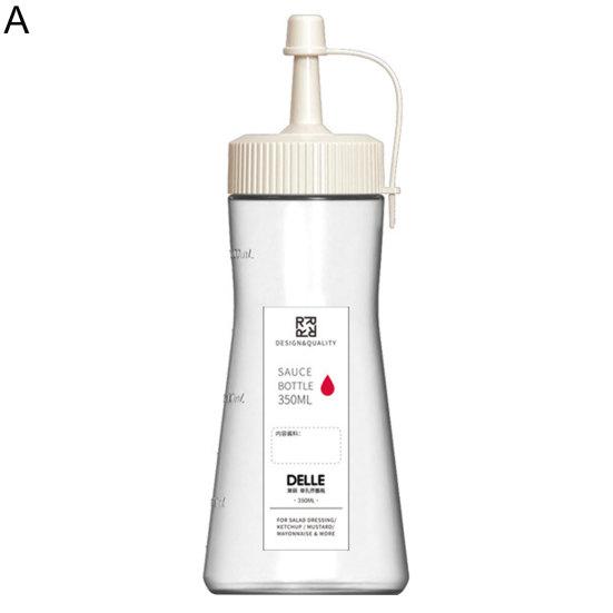 350ML Sauce Bottle Good Sealing Self-labeling Sticker Dustproof Honey Salad Condiment Dispenser for Restaurant