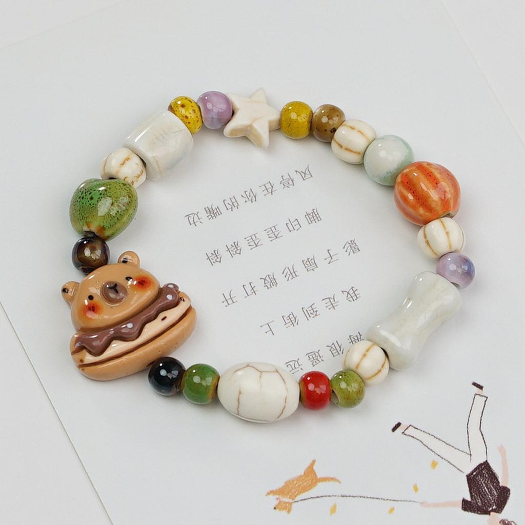Ceramic beaded bracelet small fresh ancient style national style simple bracelet summer
