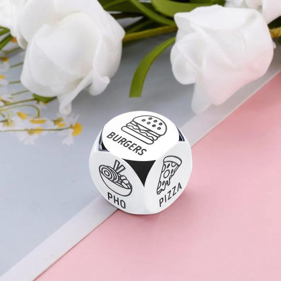 Food Decision Dice Stainless Steel Date Night Meal Decision Maker Valentines Day Movies Decision Dice for Couples