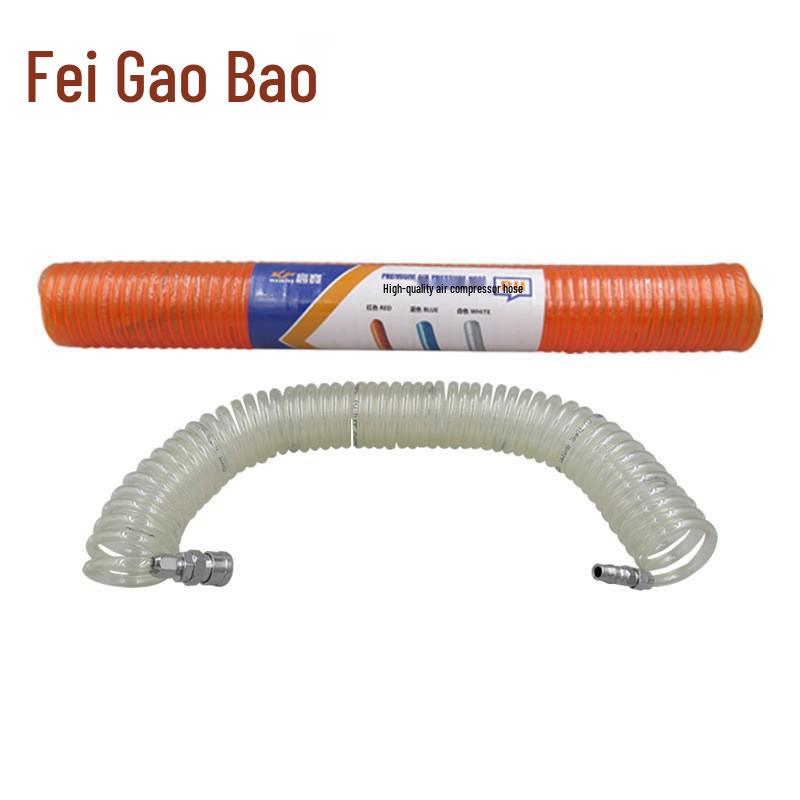 PU Air Compressor Hose with Quick Connector - High Pressure Resistant Telescopic Flexible Spiral Duct 6m 8x5mm PU Spring Tube