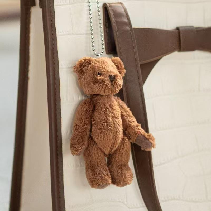 Cute Bear Xmas Bag Hanging Pendent Handmade New Year Creative Christmas Eve Party Gift Plush Bear Christmas Tree Keychain Decor