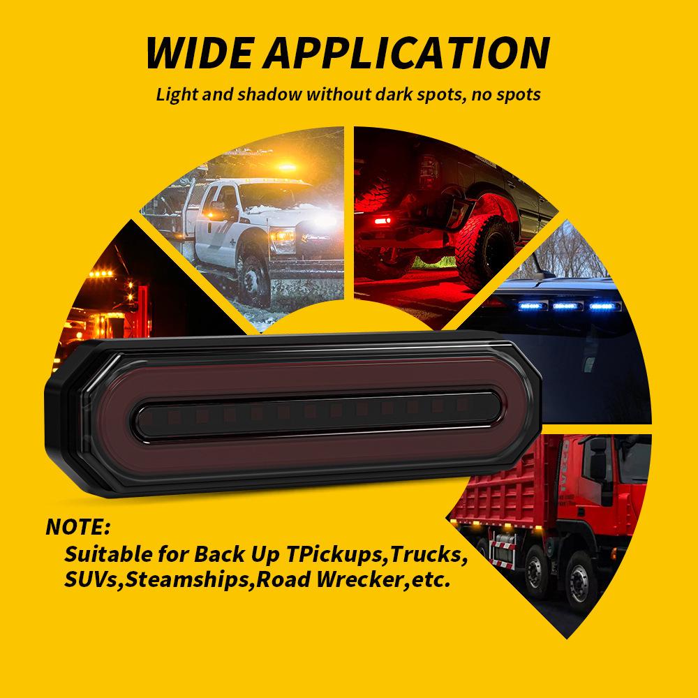 Dual-Color 45 LED Tail Light for Pickup Trucks: Combination Brake and Sequential Turn Signal Light, 12-24V.