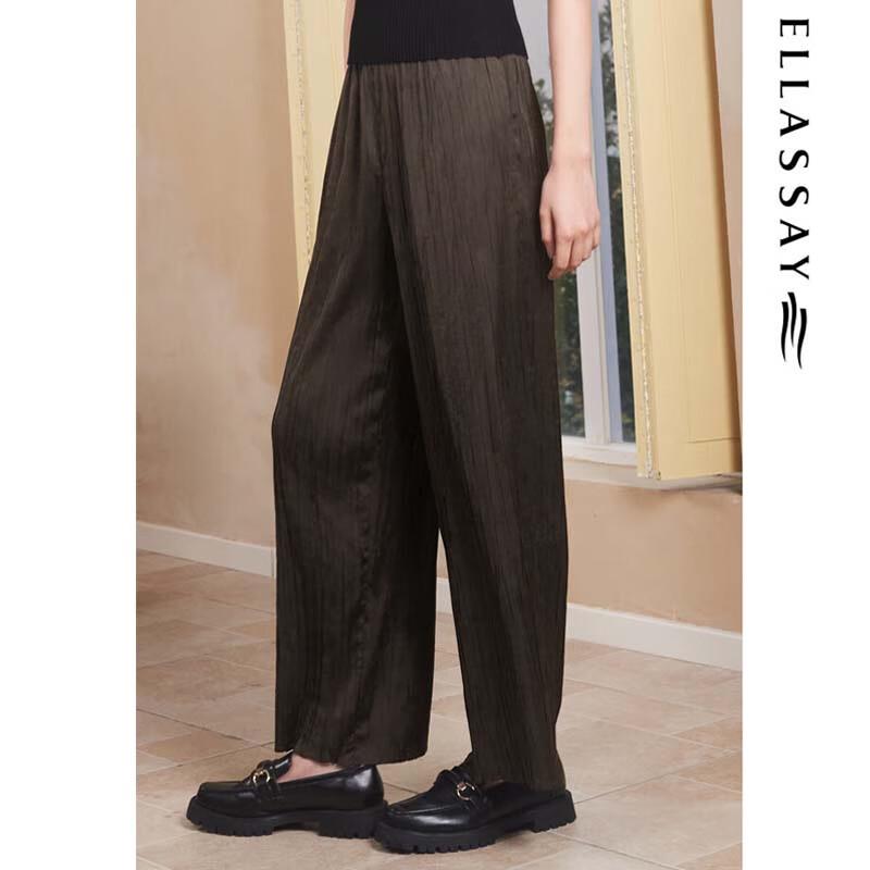 ELLASSAY Simple Pleated Wide-Leg Pants