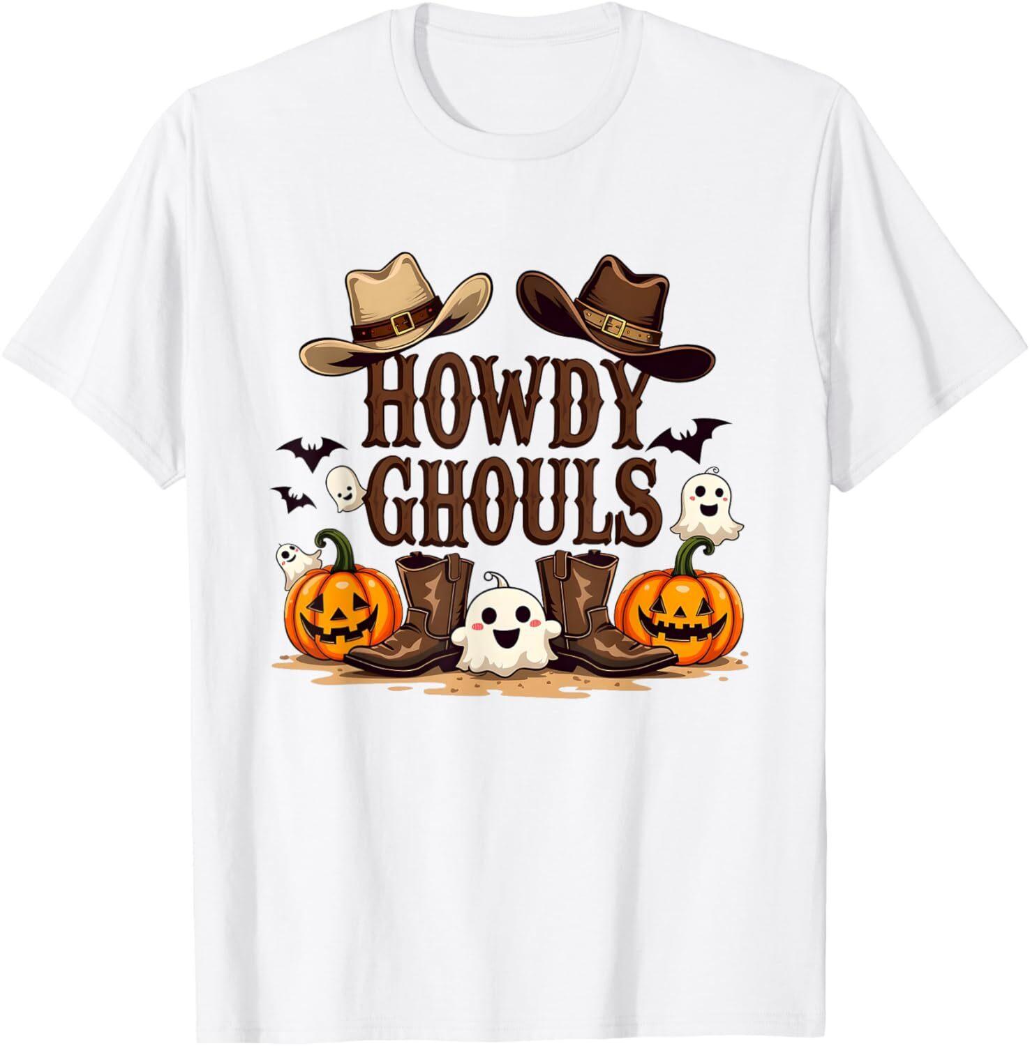 Howdy Ghouls Party Decorations Halloween Cowboy Cowgirl T-Shirt S-3XL S разноцветный