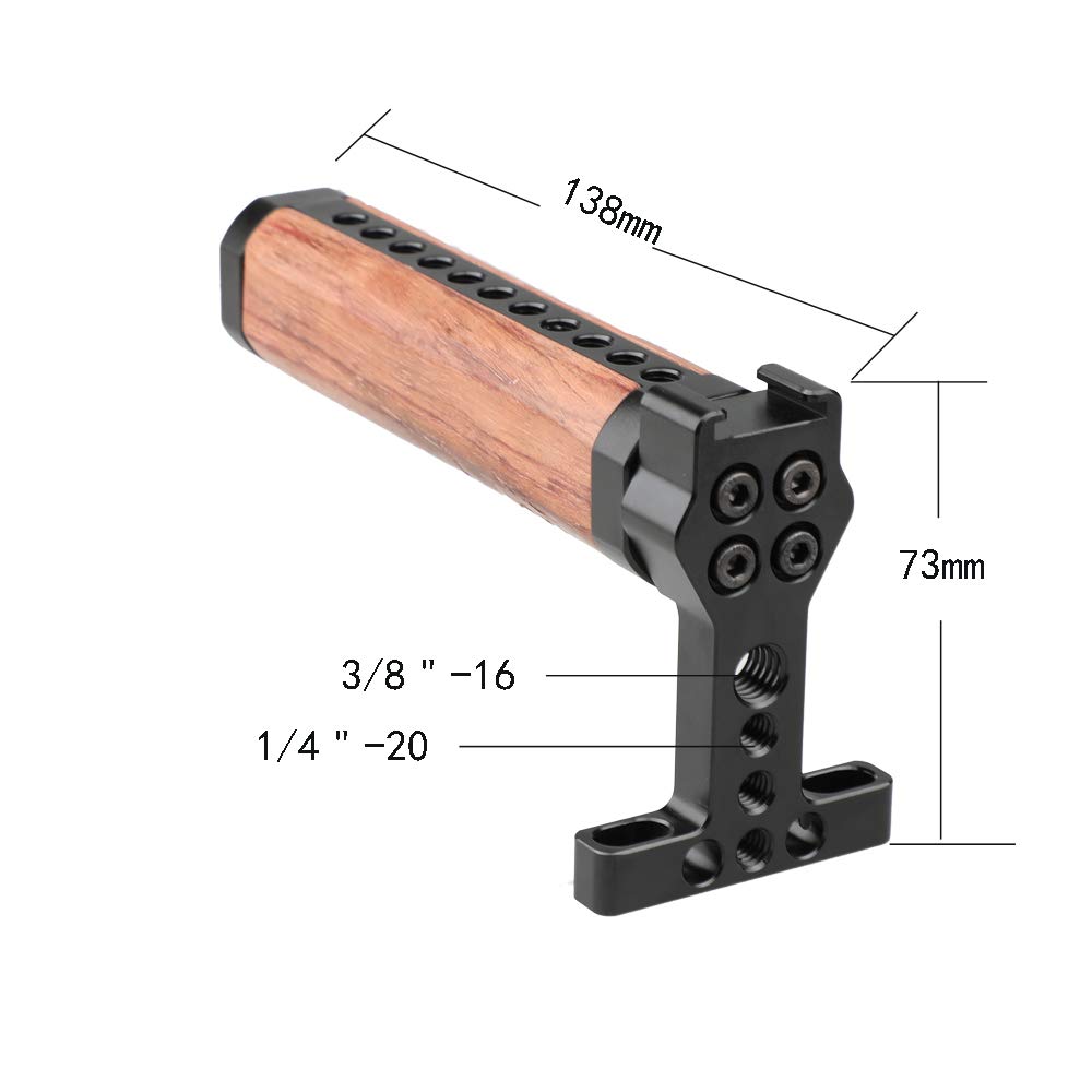CAMVATE Cheese Handle Top Handle, Natural Wood Grip with 1/4" & 3/8" Screw Holes, Photography Aid, Compatible with GH5 and 5D Mark III Cages