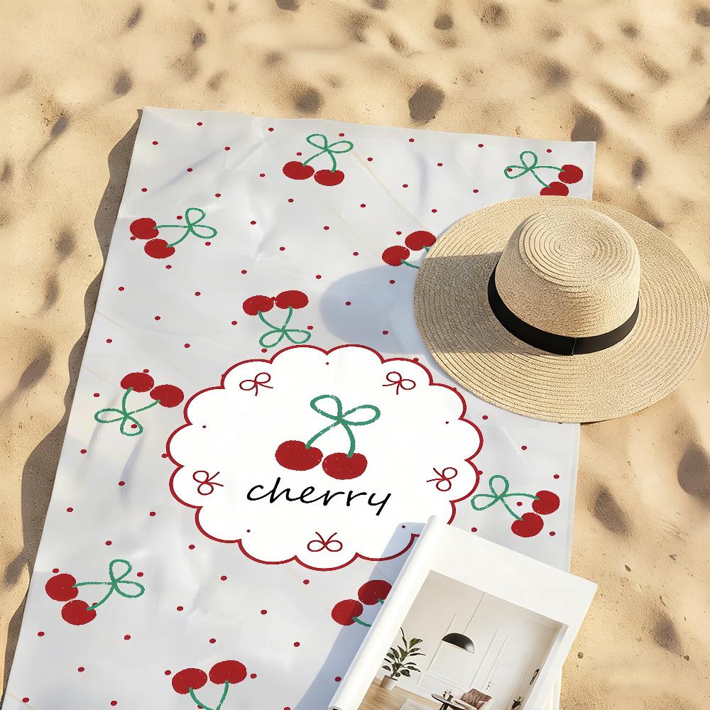 Red Cherry Love Romance Towel Soft Pool Gift For Travel Gym Shower Camping Quick Dry Sports Large Beach Towels